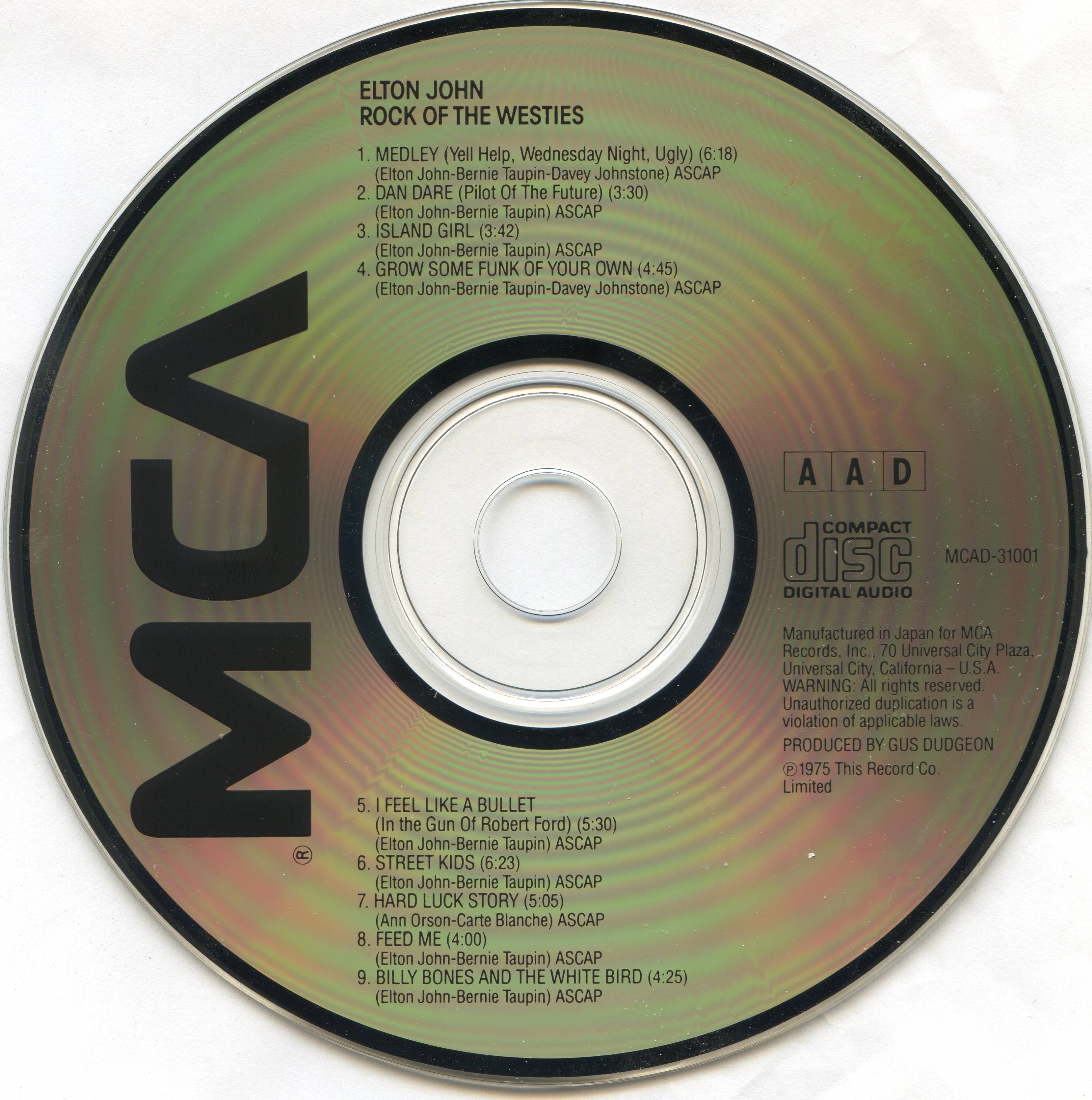 Elton John Rock Of The Westies : CD US